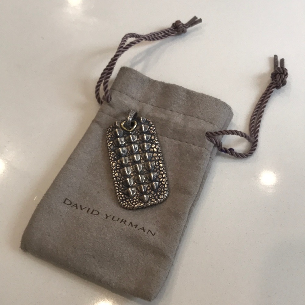 David Yurman Silver Dog Tag Pendant
